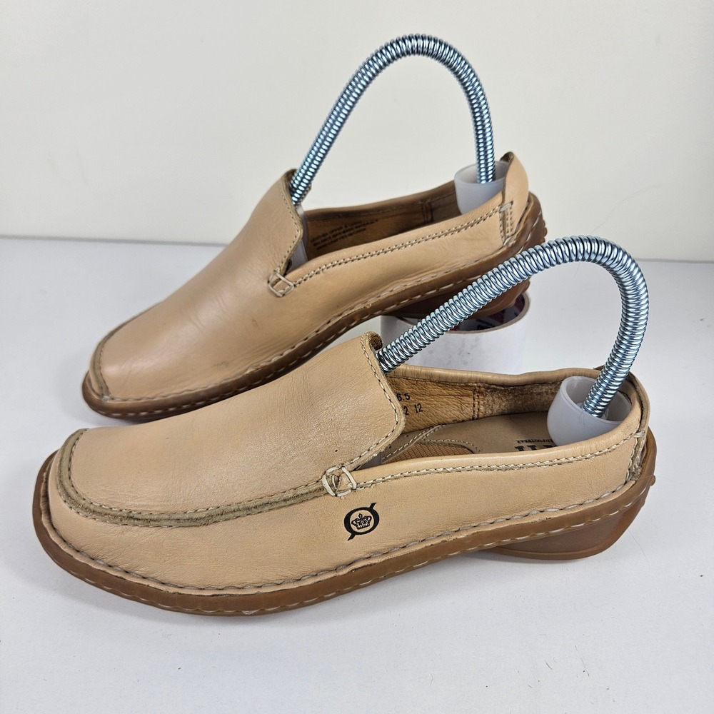Børn Hand Crafted Womens 6 Leather Comfort Driving Mule Moc-Toe Slip-On Loafer - Picture 2 of 9